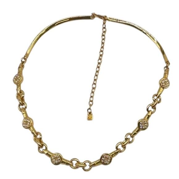 Givenchy Rhinestone x Metal Gold Necklace and Earrings - Picture 12 of 14